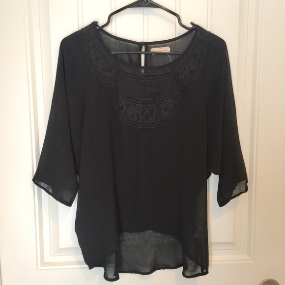 Pins and Needles black chiffon dolman blouse S - Picture 1 of 5